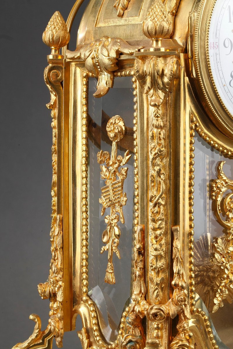 Cage Clock In Crystal, Gilt Bronze And Marble, Napoleon III-photo-5