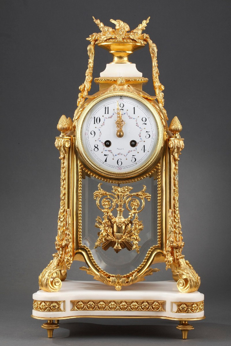 Cage Clock In Crystal, Gilt Bronze And Marble, Napoleon III