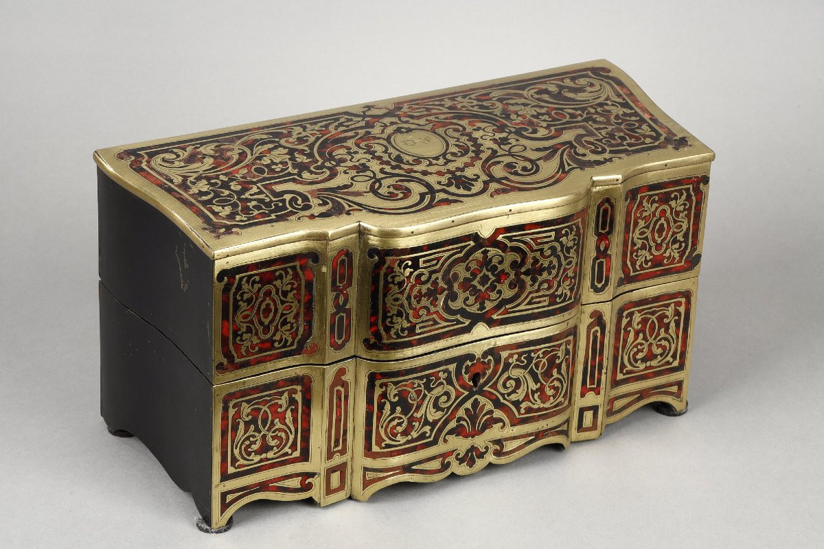 Boulle-style Box And Three Porcelain Containers, Napoleon III-photo-3