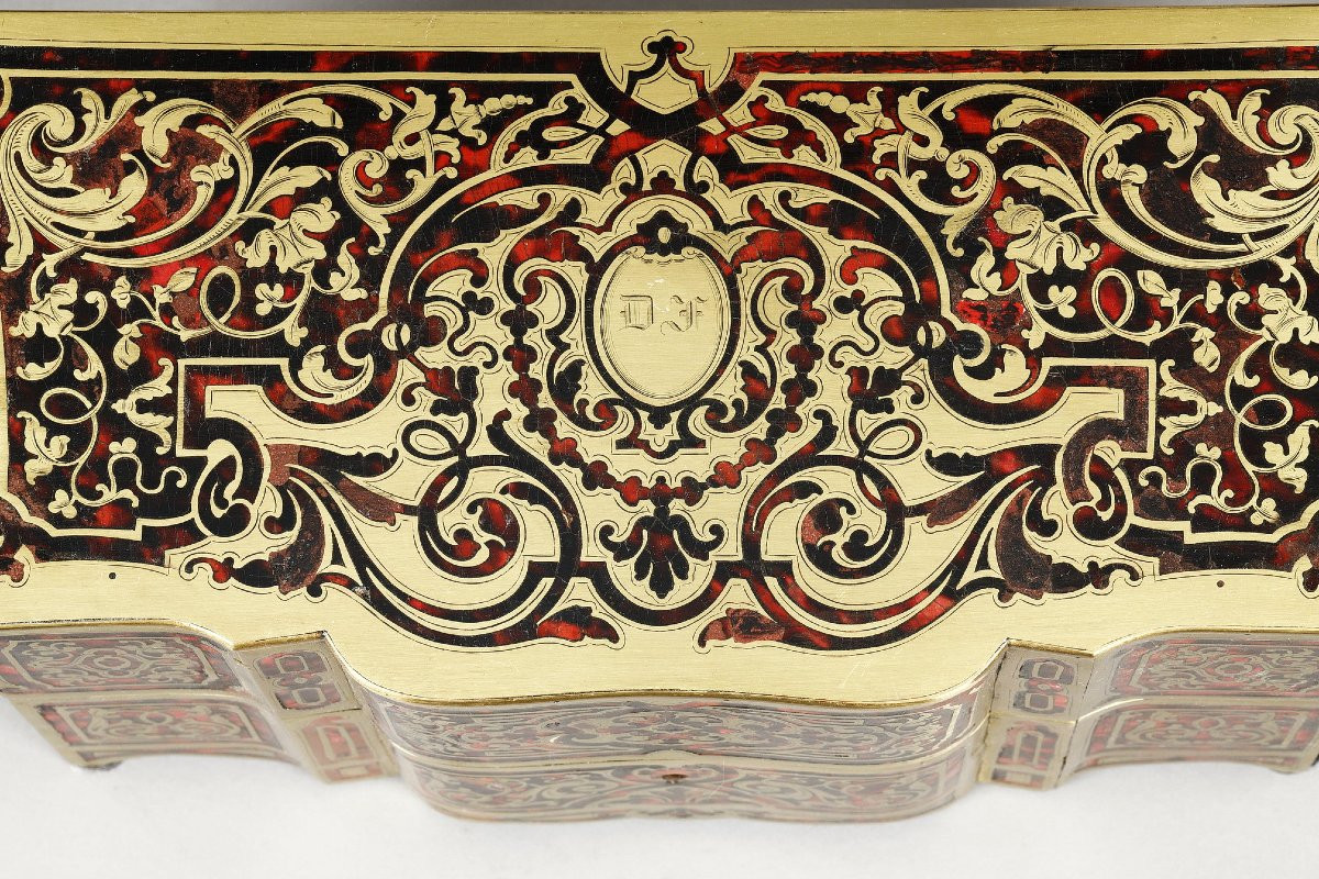 Boulle-style Box And Three Porcelain Containers, Napoleon III-photo-4