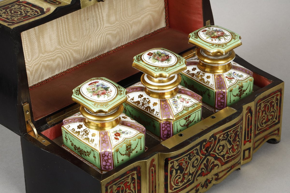 Boulle-style Box And Three Porcelain Containers, Napoleon III-photo-3