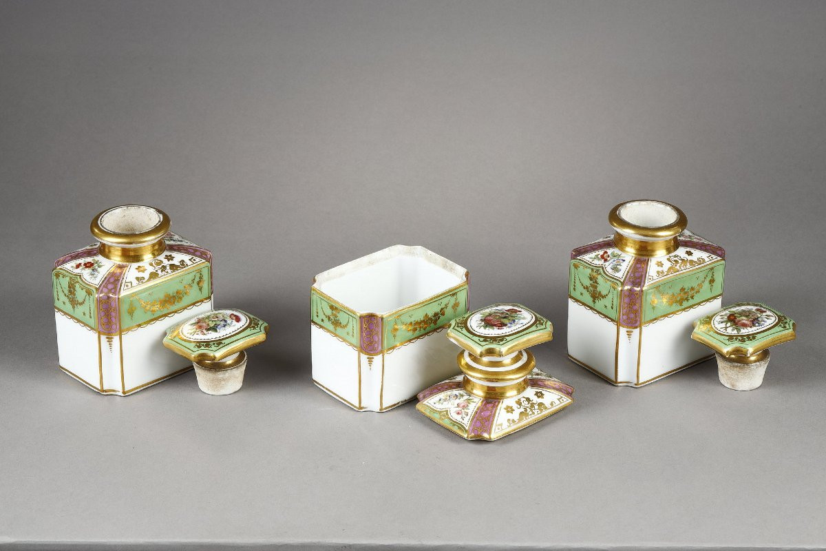 Boulle-style Box And Three Porcelain Containers, Napoleon III-photo-6