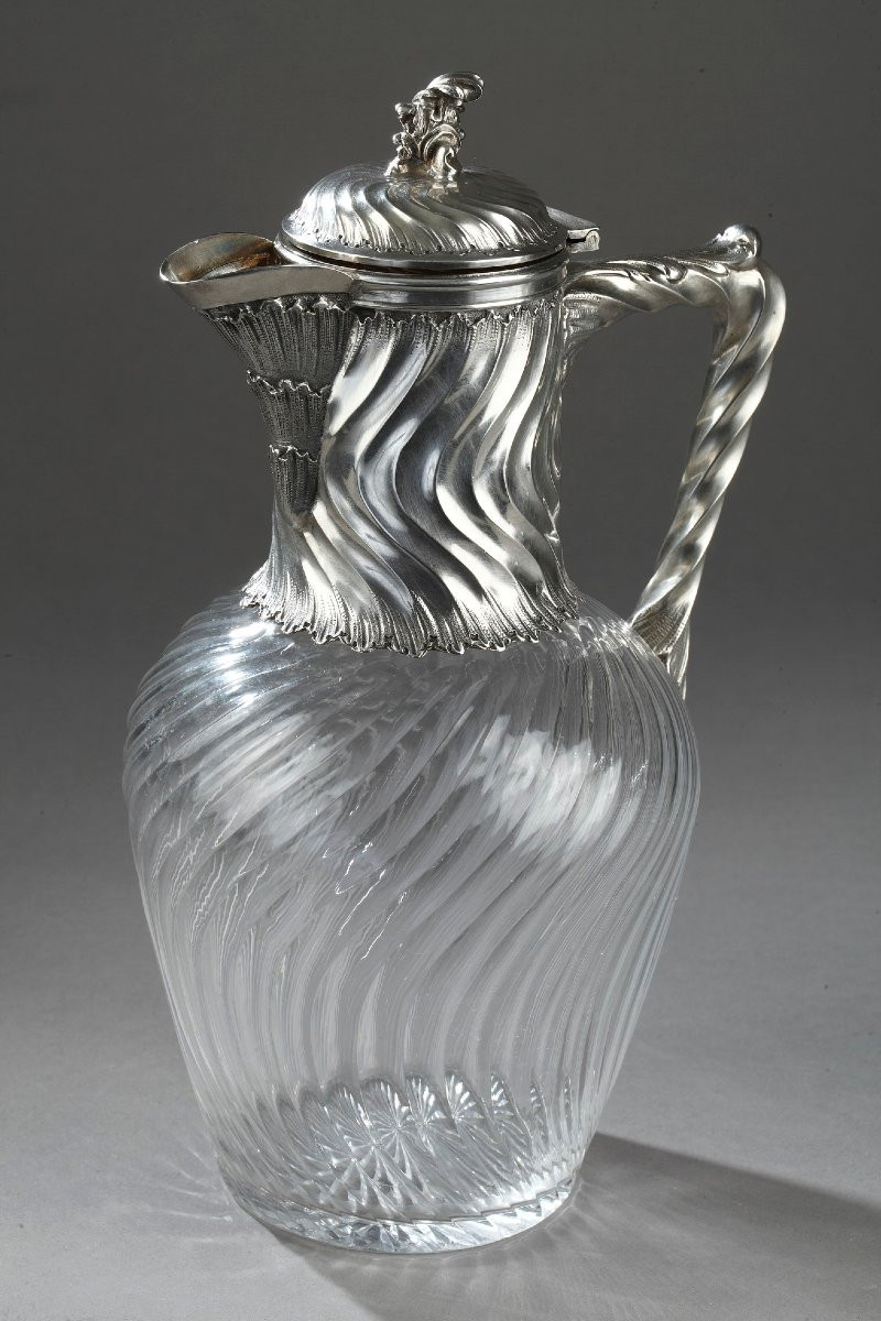 Une suite de quatre Aiguières en argent e t cristal torsadé-photo-4