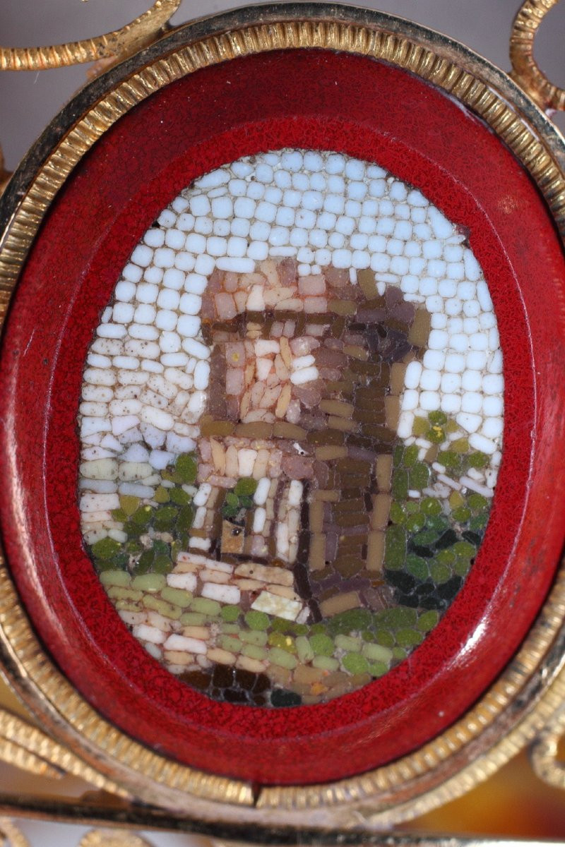 14-carat Gold Tiara Comb Set With Seven Oval Micomosaic Medallions. This Tiara Comb-photo-5