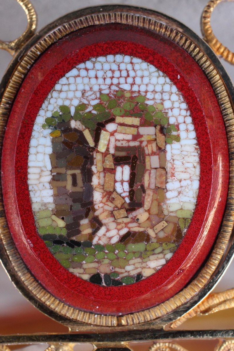 14-carat Gold Tiara Comb Set With Seven Oval Micomosaic Medallions. This Tiara Comb-photo-7