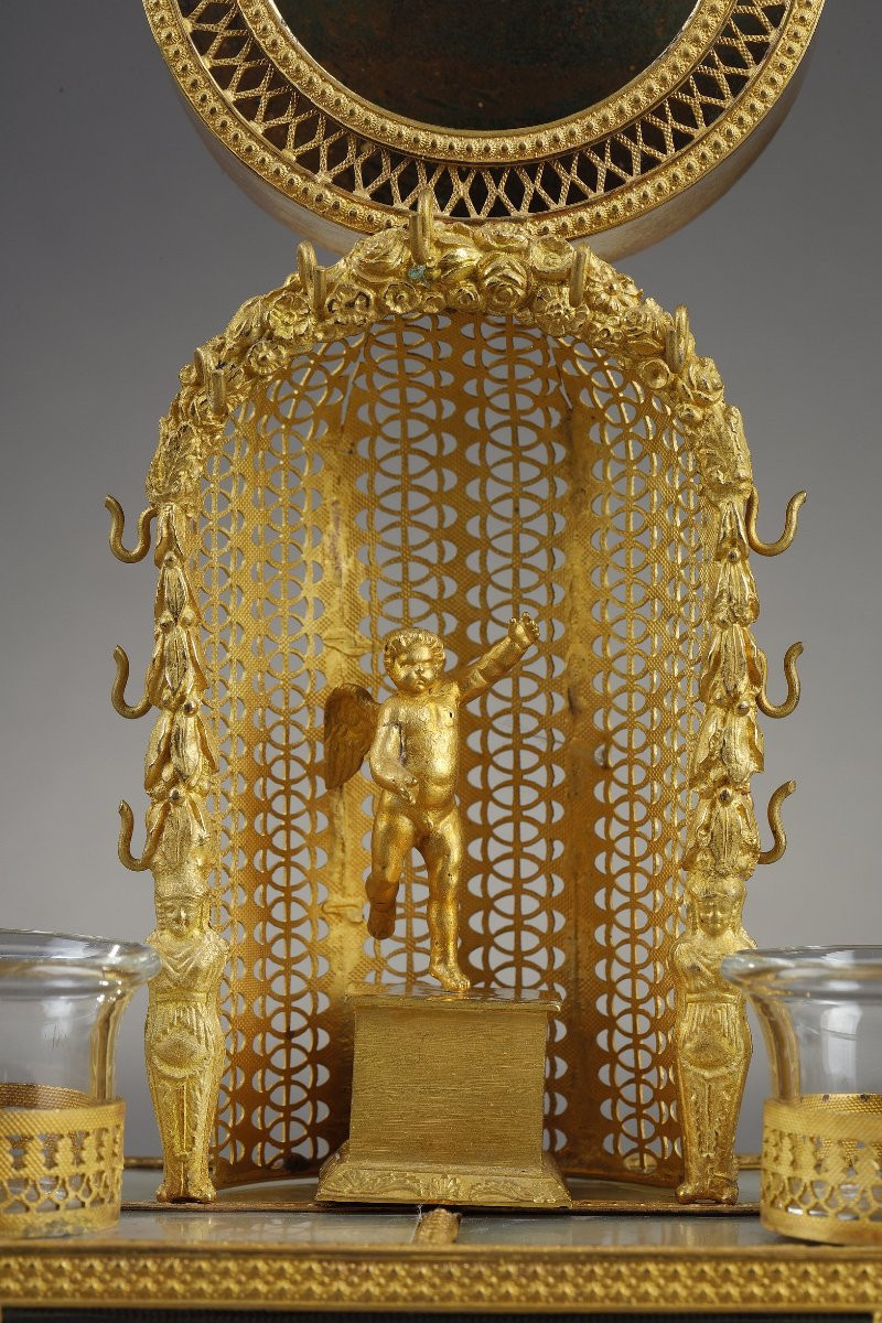 Porte montre et encrier en nacre et bronze doré d'époque Charles X-photo-2
