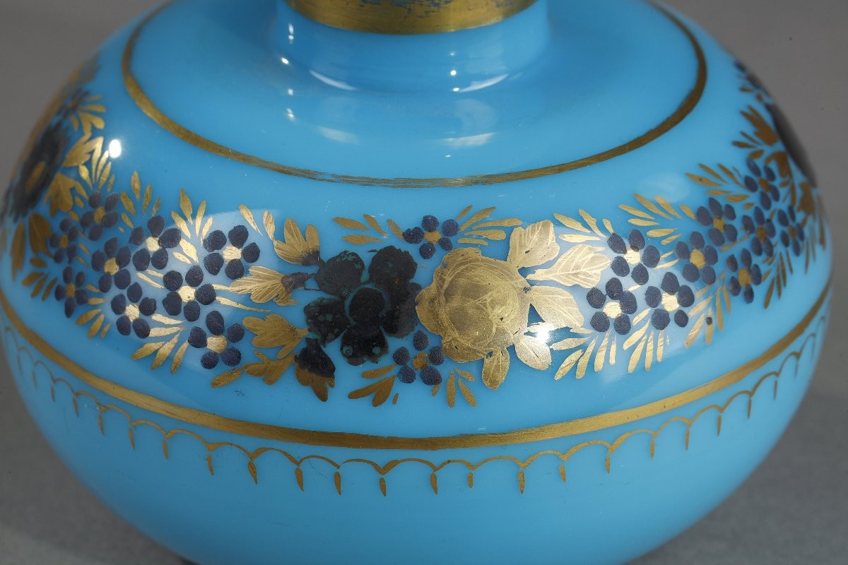 Blue Opaline Bottle, Desvignes Charles X Decor-photo-2