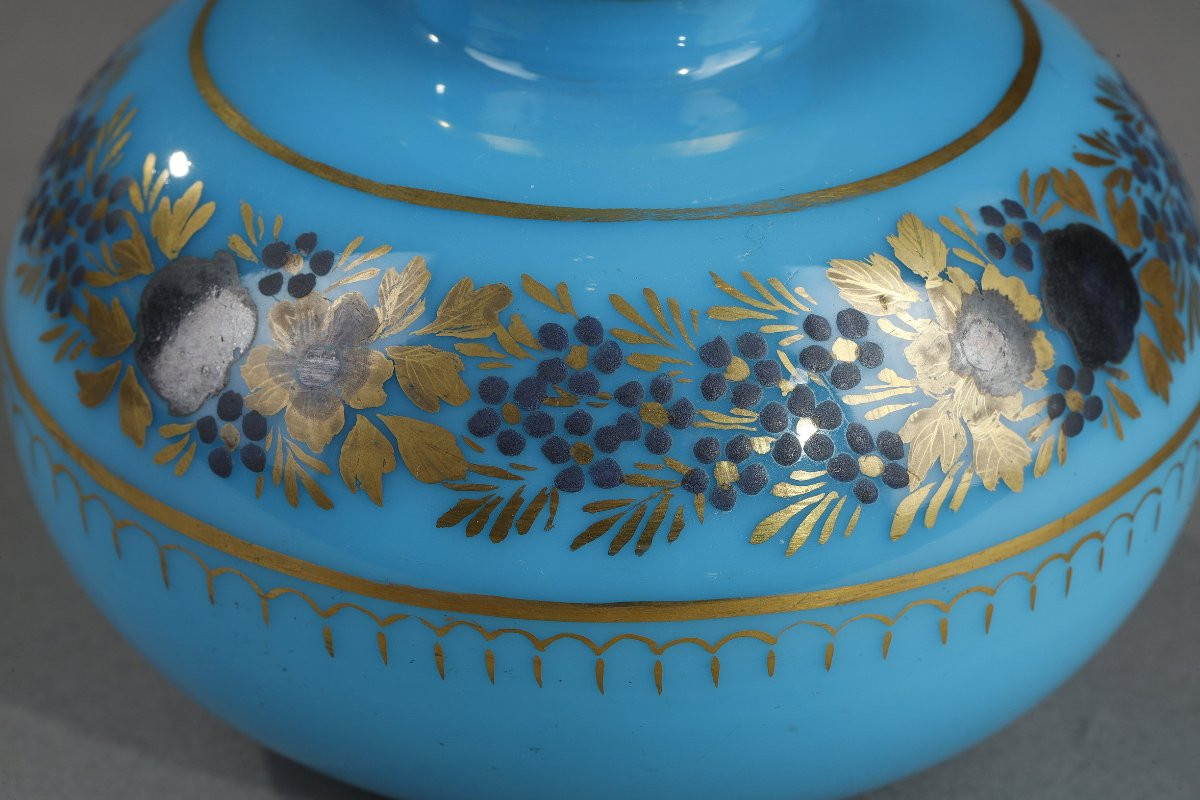 Blue Opaline Bottle, Desvignes Charles X Decor-photo-3