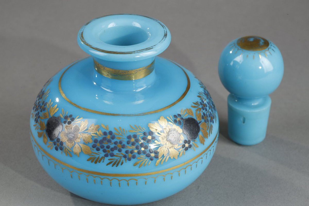 Blue Opaline Bottle, Desvignes Charles X Decor-photo-4
