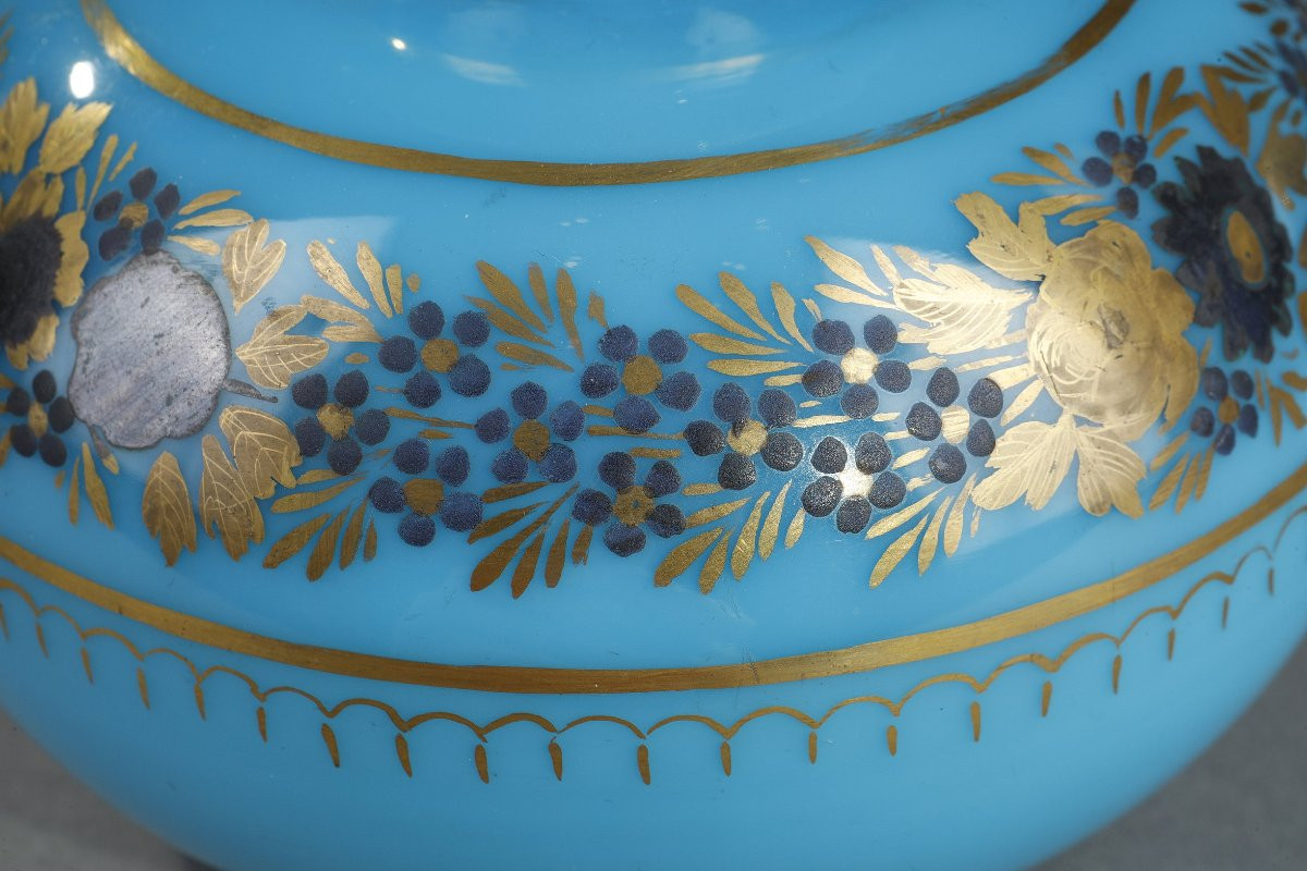 Blue Opaline Bottle, Desvignes Charles X Decor-photo-1