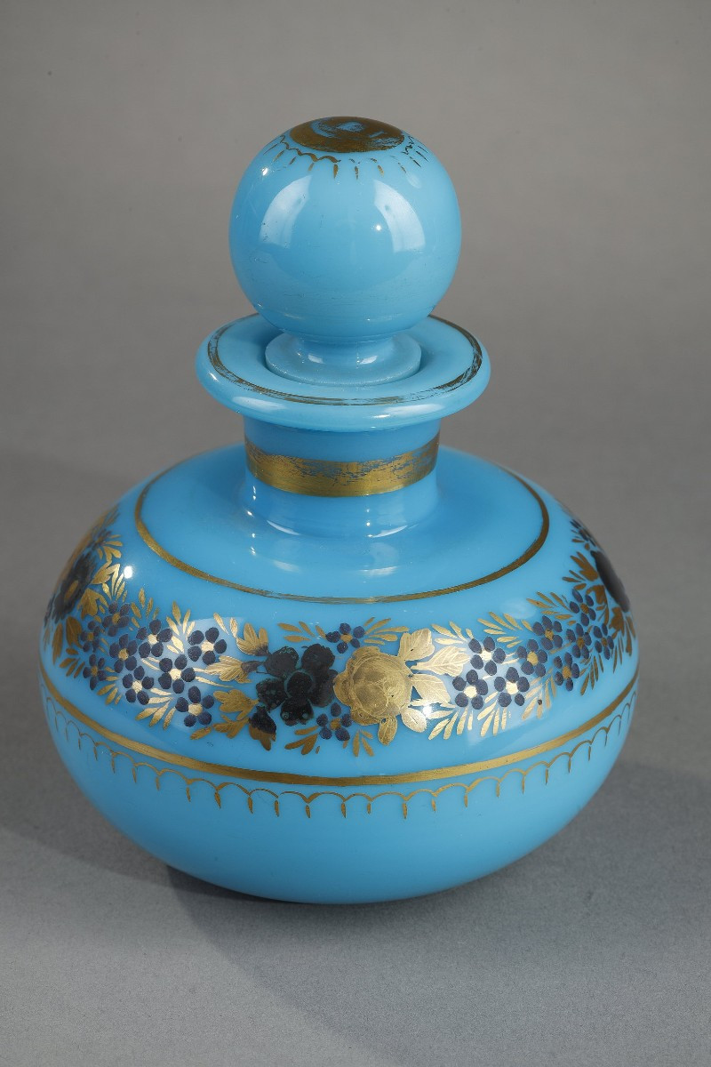 Blue Opaline Bottle, Desvignes Charles X Decor