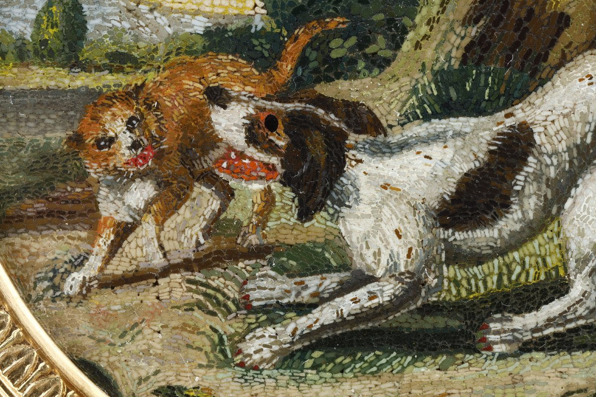 Une micromosaique chien et chat, Italie début du XIXe siècle-photo-4