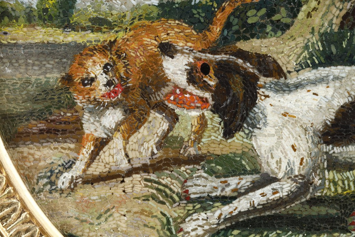 Une micromosaique chien et chat, Italie début du XIXe siècle-photo-5