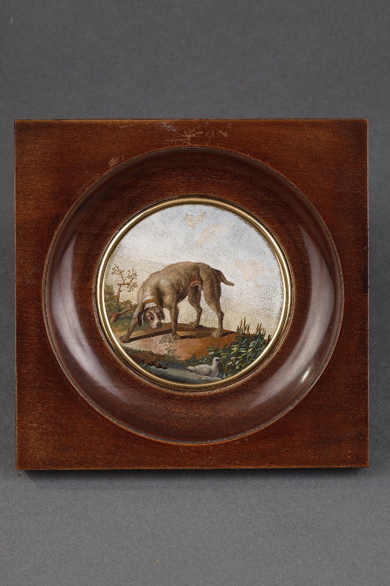 A Micromosaic Depicting A Dog And A Duck, Based On A Work By Gioacchino Barberi-photo-2