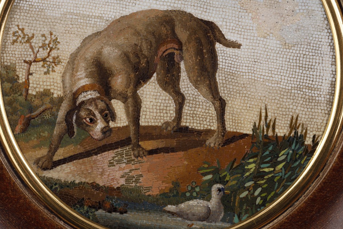 A Micromosaic Depicting A Dog And A Duck, Based On A Work By Gioacchino Barberi-photo-3