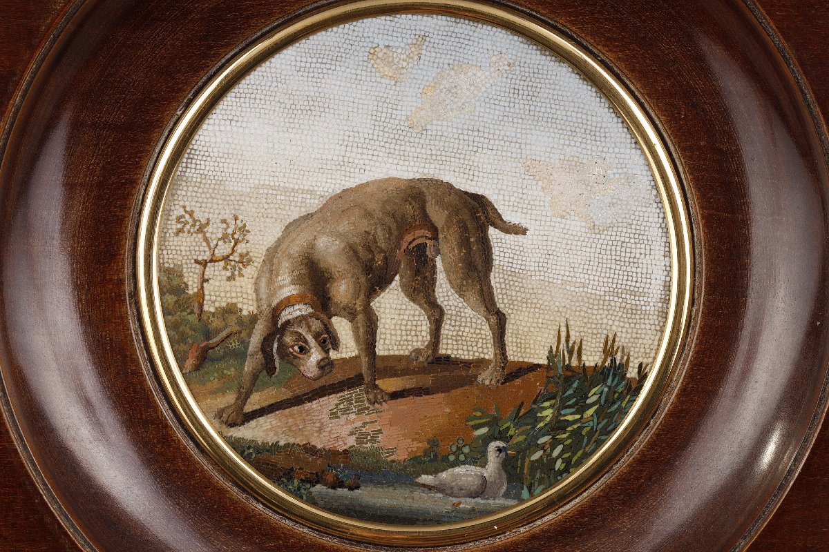 A Micromosaic Depicting A Dog And A Duck, Based On A Work By Gioacchino Barberi-photo-4