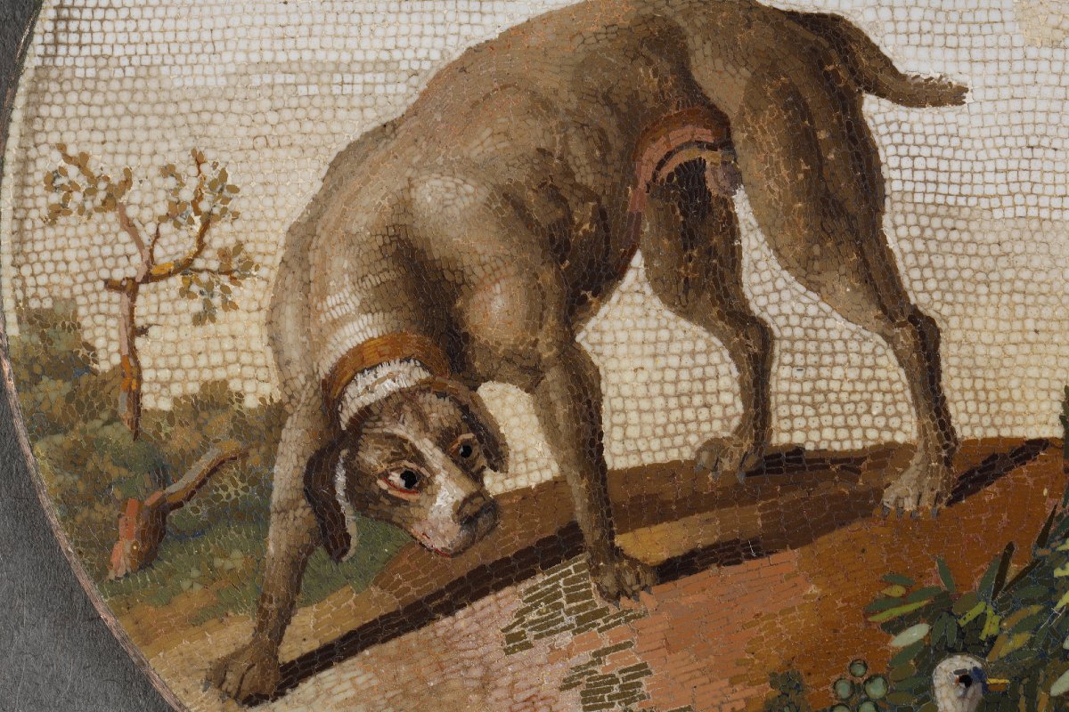 A Micromosaic Depicting A Dog And A Duck, Based On A Work By Gioacchino Barberi-photo-4