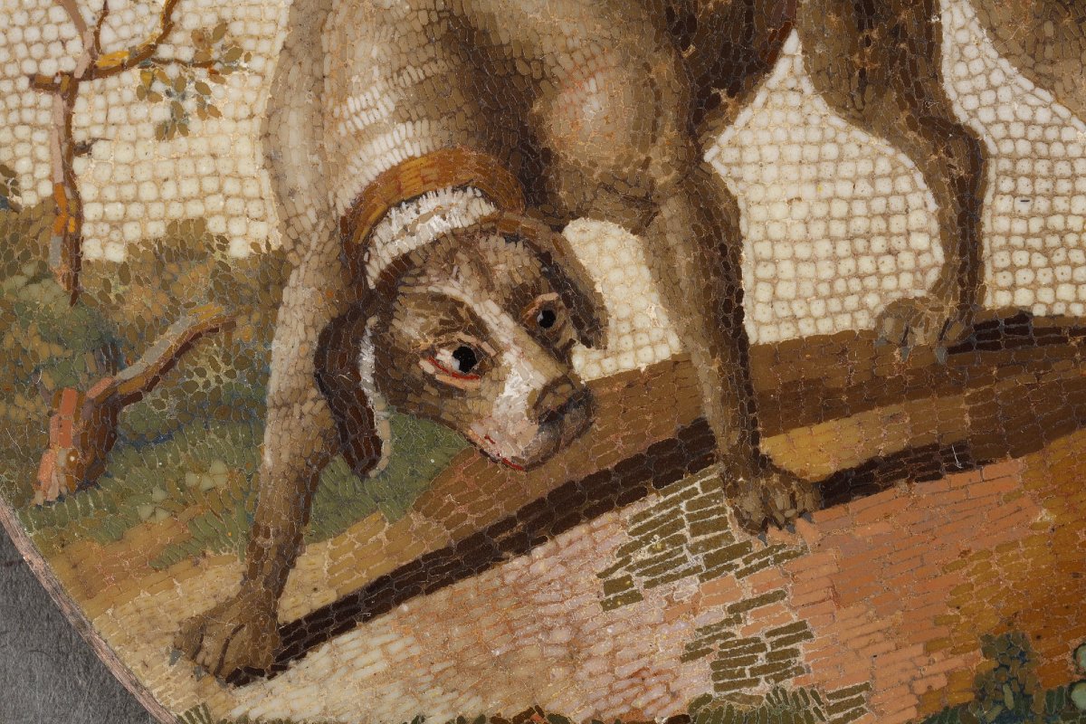 A Micromosaic Depicting A Dog And A Duck, Based On A Work By Gioacchino Barberi-photo-7