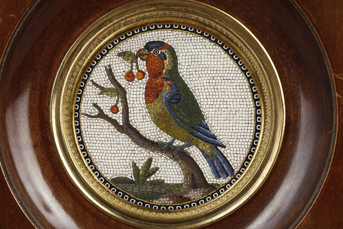  Bird And Cherry Micromosaic, 18th Century-photo-4
