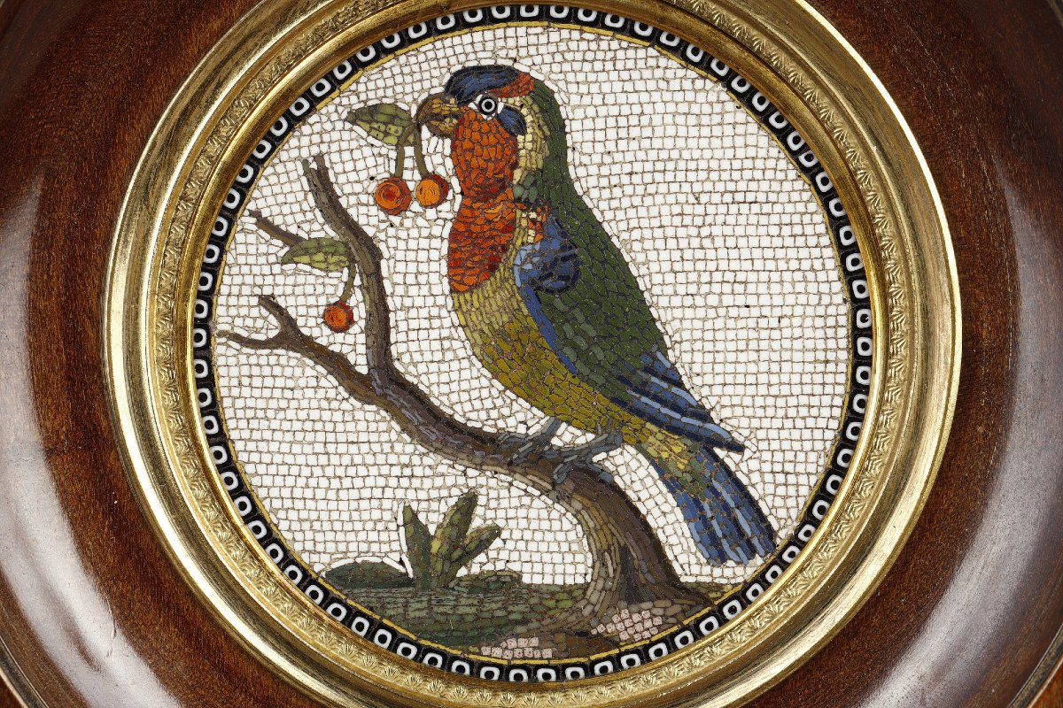  Bird And Cherry Micromosaic, 18th Century-photo-1
