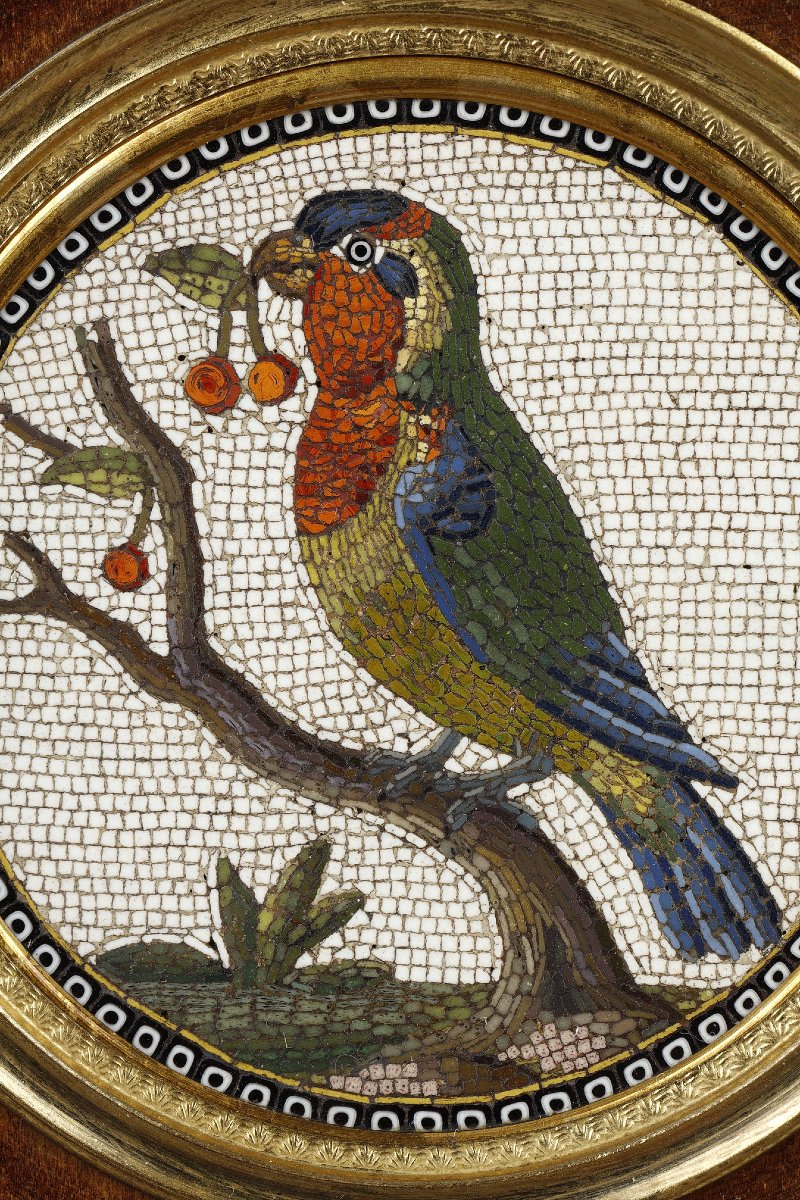  Bird And Cherry Micromosaic, 18th Century-photo-3