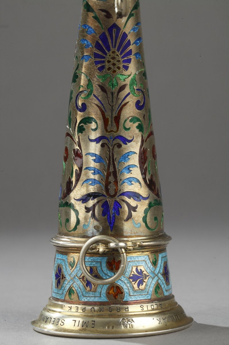 Austrian Silver-gilt, Enamelled And Ivory Mounted Hunting Horn. -photo-4