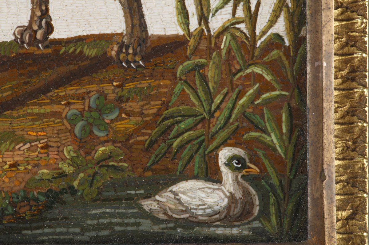 Early 19th Century Micromosaic Dog Chasing A Duck. After Gioacchino Barberi. -photo-2
