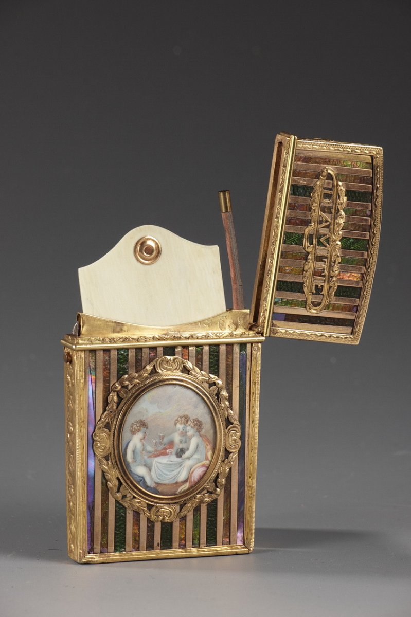 Gold Panel And Vernis Martin Writing Case. French Craftsmanship, Louis XV Period. -photo-2