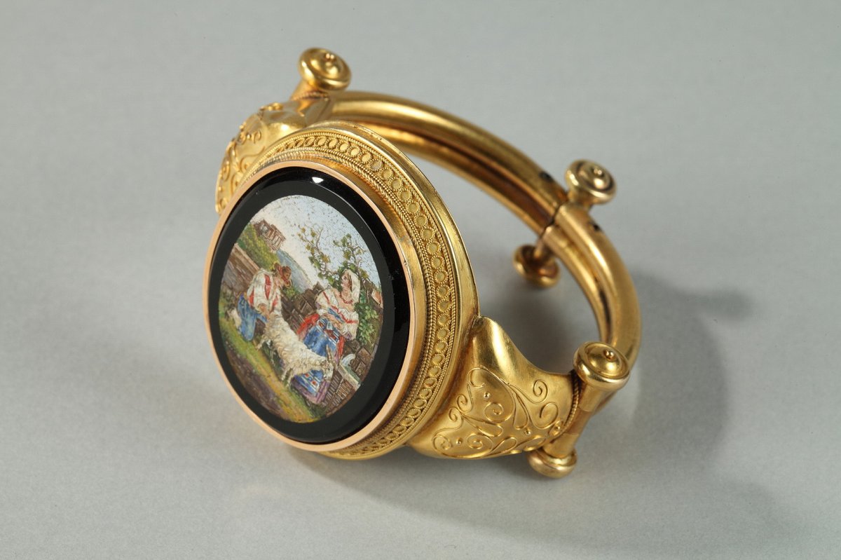 Gold And Micromosaic Bracelet. Circa 1860-1870 -photo-2