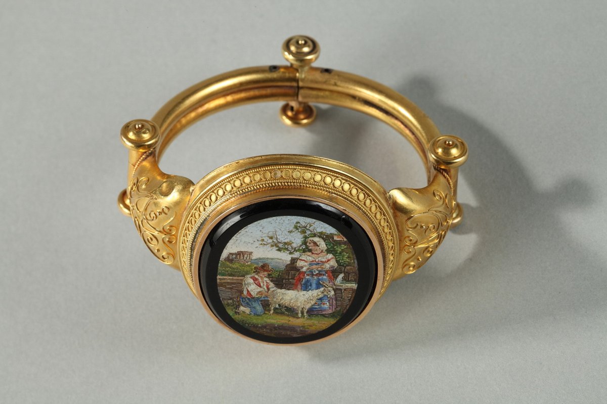 Gold And Micromosaic Bracelet. Circa 1860-1870 