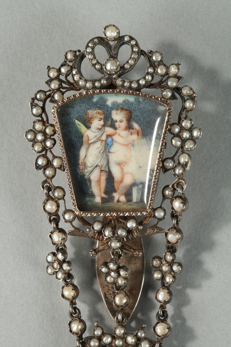 19th Century Silver Chatelaine With Pearls. -photo-3