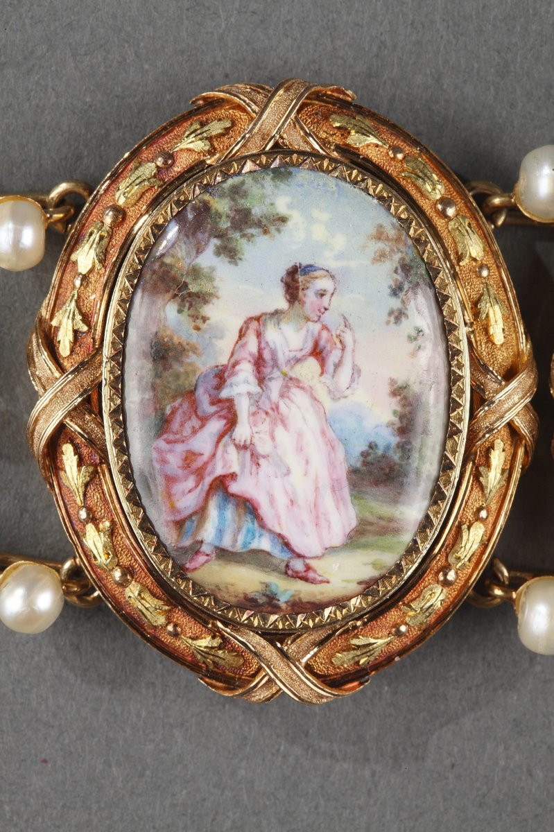 Gold And Enamel Bracelet. Mid 19th Century. -photo-3