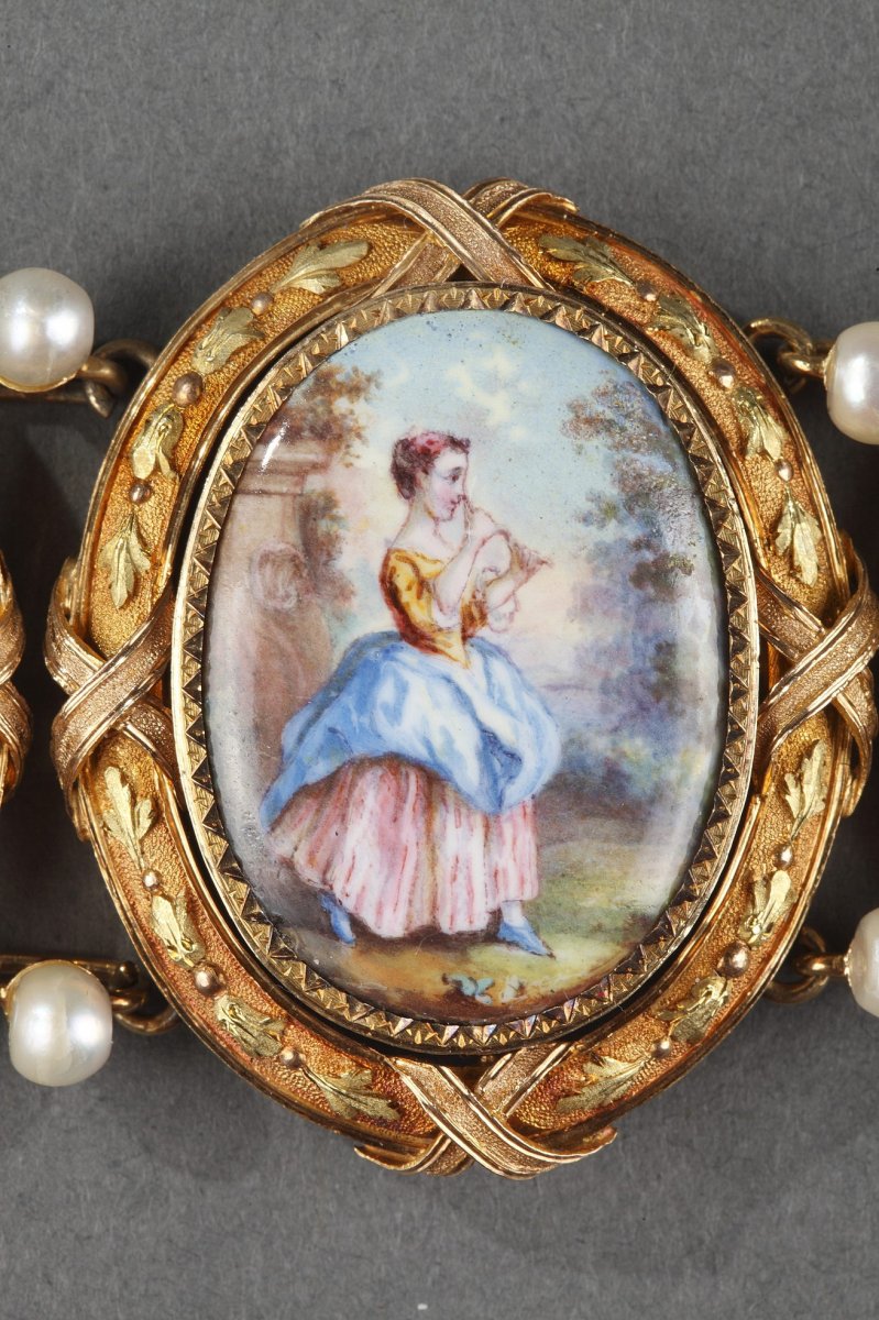 Gold And Enamel Bracelet. Mid 19th Century. -photo-4