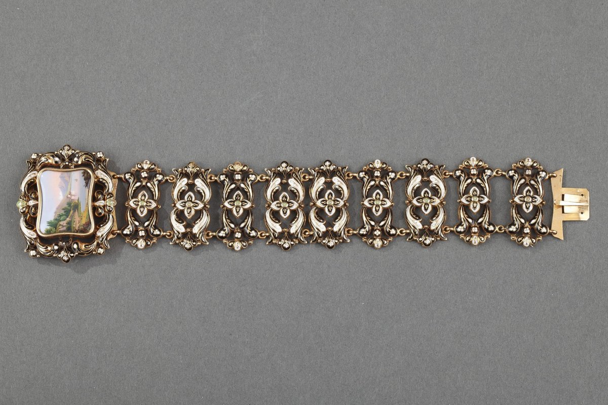 Gold And Enamel Bracelet. Mid-19th Century
