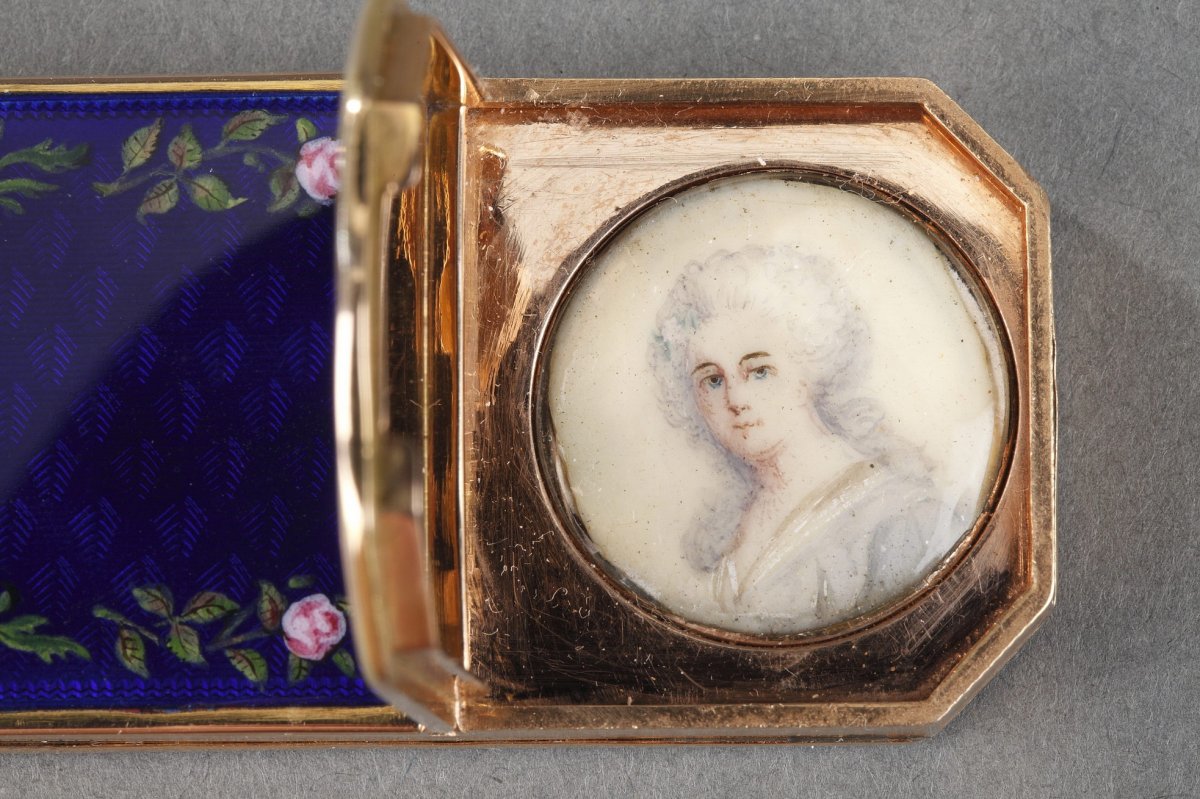 Enameled Gold Case With Miniature On Ivory – 19th Century -photo-3