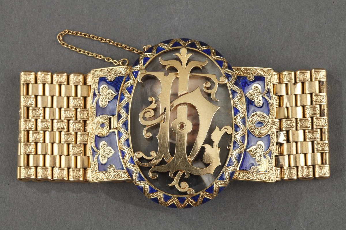 Bracelet Or Et Miniature Signée Bost. Circa 1850. -photo-2