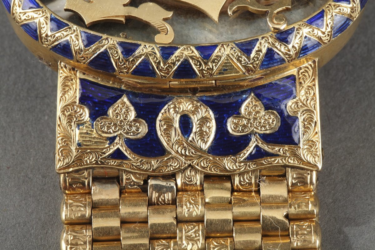 Bracelet Or Et Miniature Signée Bost. Circa 1850. -photo-4