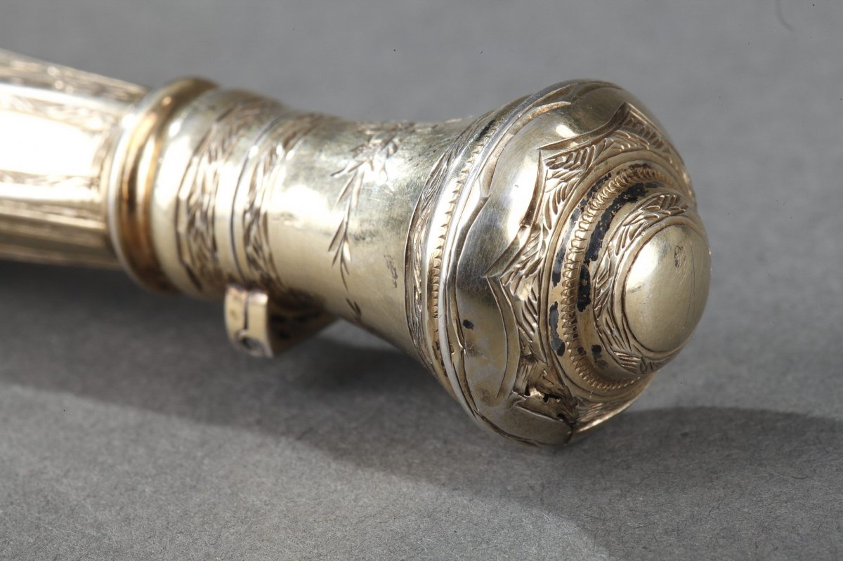 Flacon En Verre Et Argent. Milieu Du XIXème Siècle. -photo-4