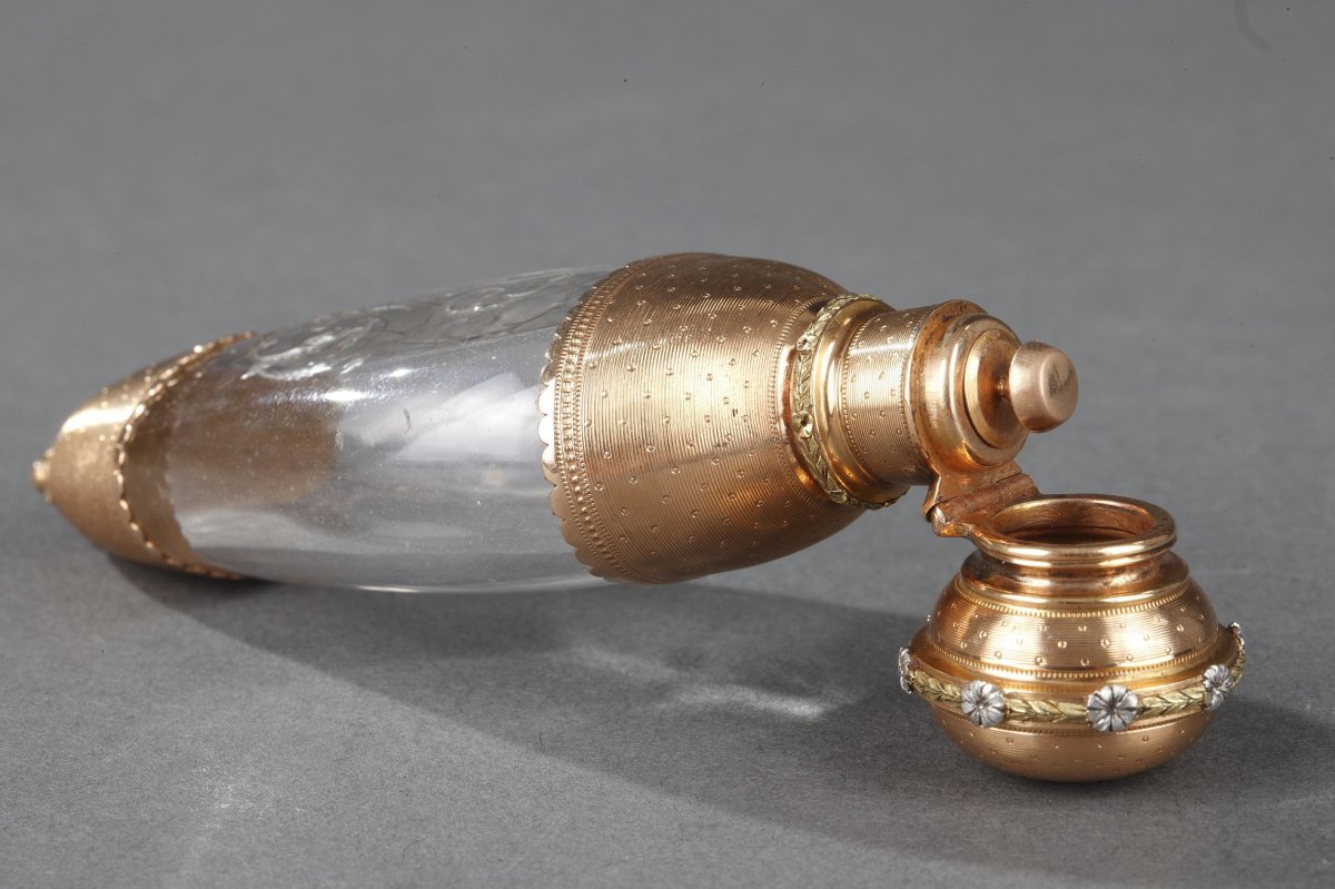 Crystal Flask With Gold. Late 19th Century. -photo-4