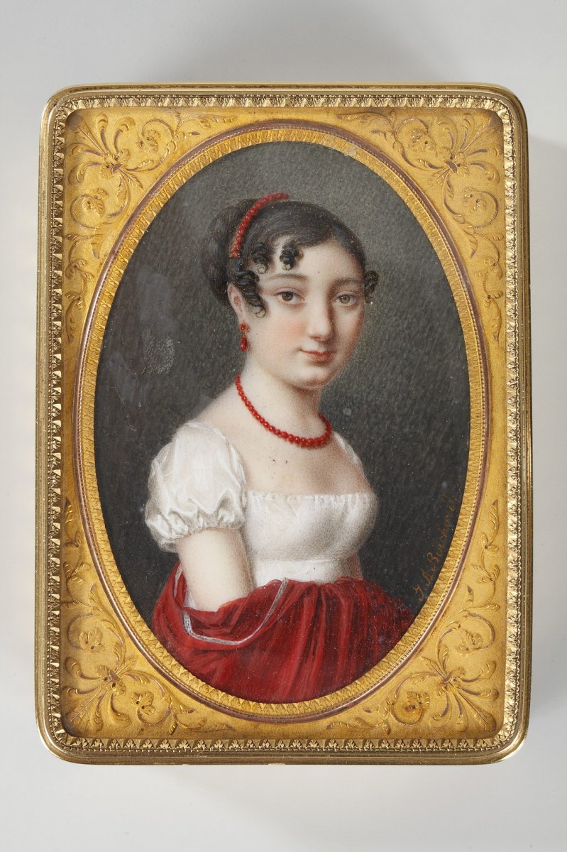 TabatiÈre En Or A Portrait Signée Boichard. Circa 1809-1819. -photo-4