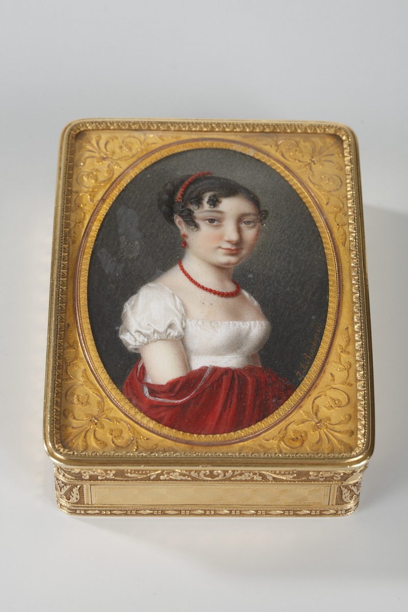 TabatiÈre En Or A Portrait Signée Boichard. Circa 1809-1819. 