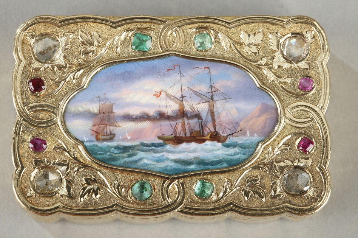 A Swiss Enamelled Gold Snuff-box For The Oriental Market. Circa 1820-1830 -photo-4