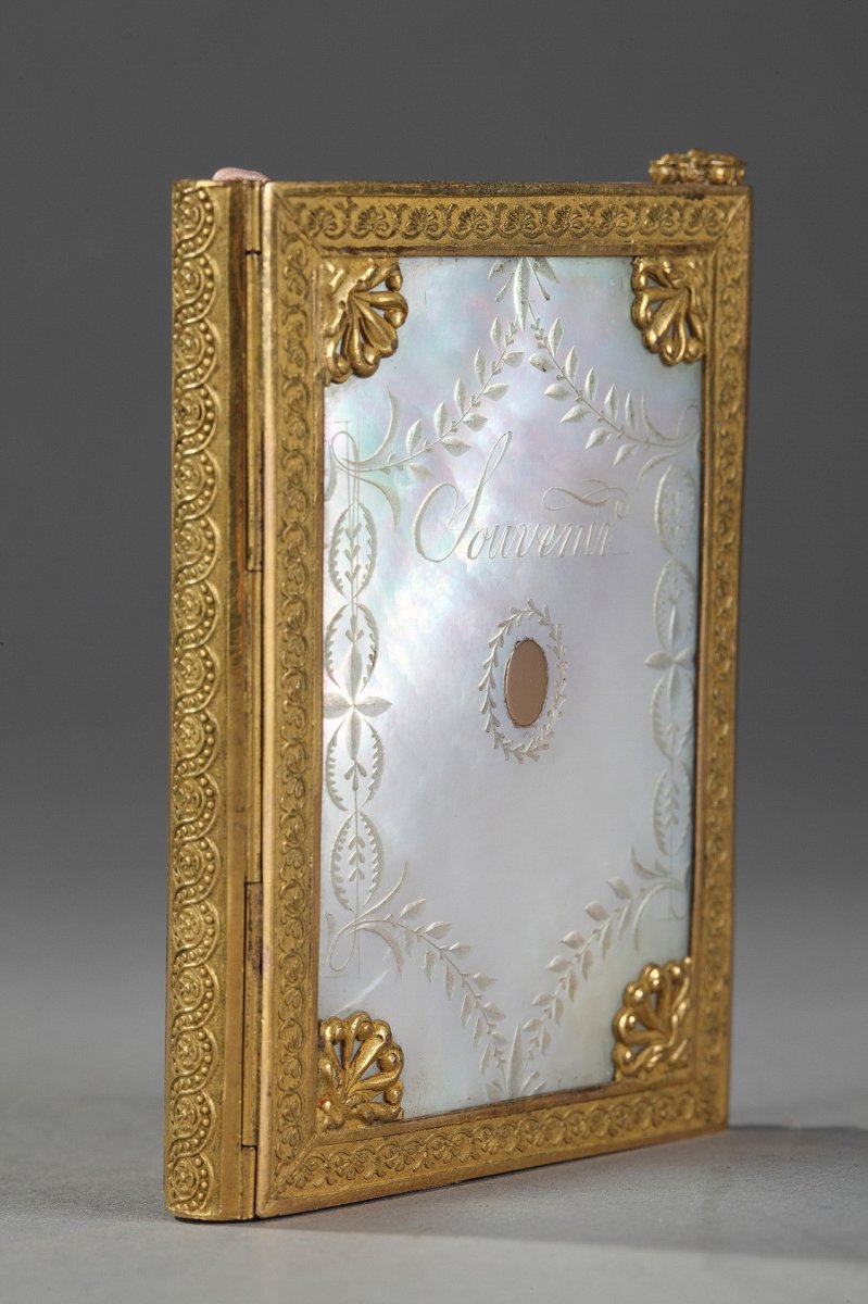 Charles X Dance Card In Mother Of Pearl And Bronze. Circa 1815-1830. -photo-3