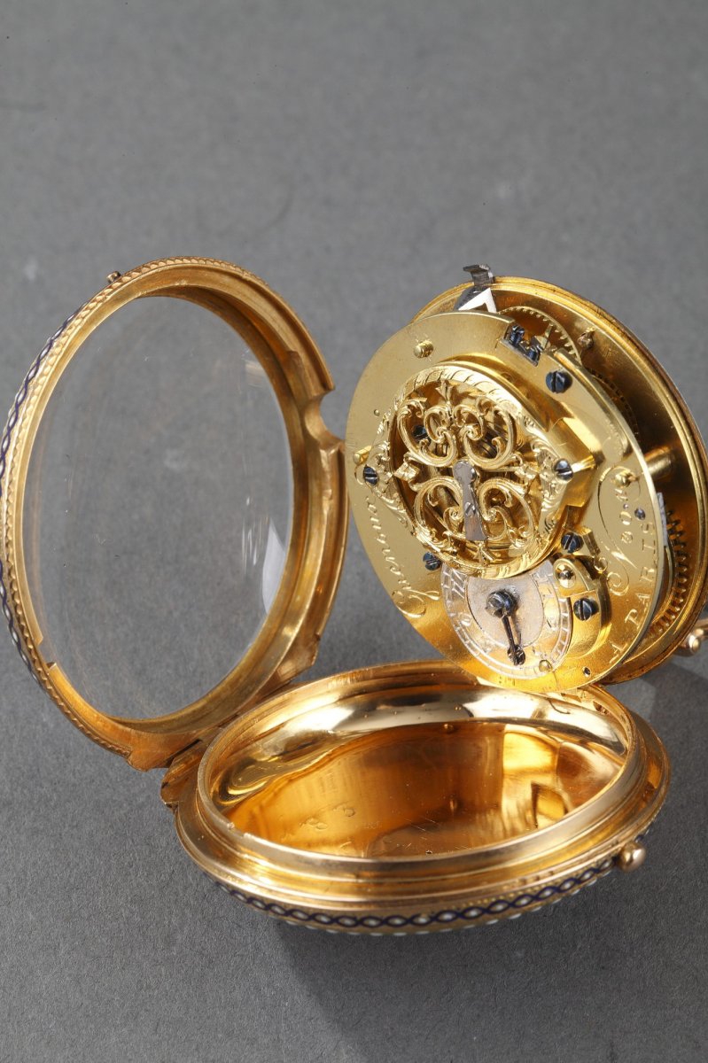 Chatelaine En Or émaillé Et Montre De Charles Théodor Guenoux. XVIIIe Siècle. -photo-7