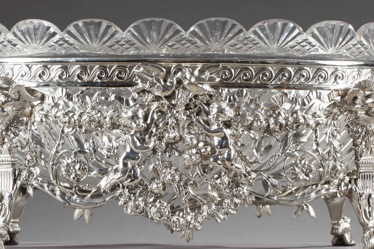 Late 19th Century Silver And Cut-crystal Jardiniere. -photo-3