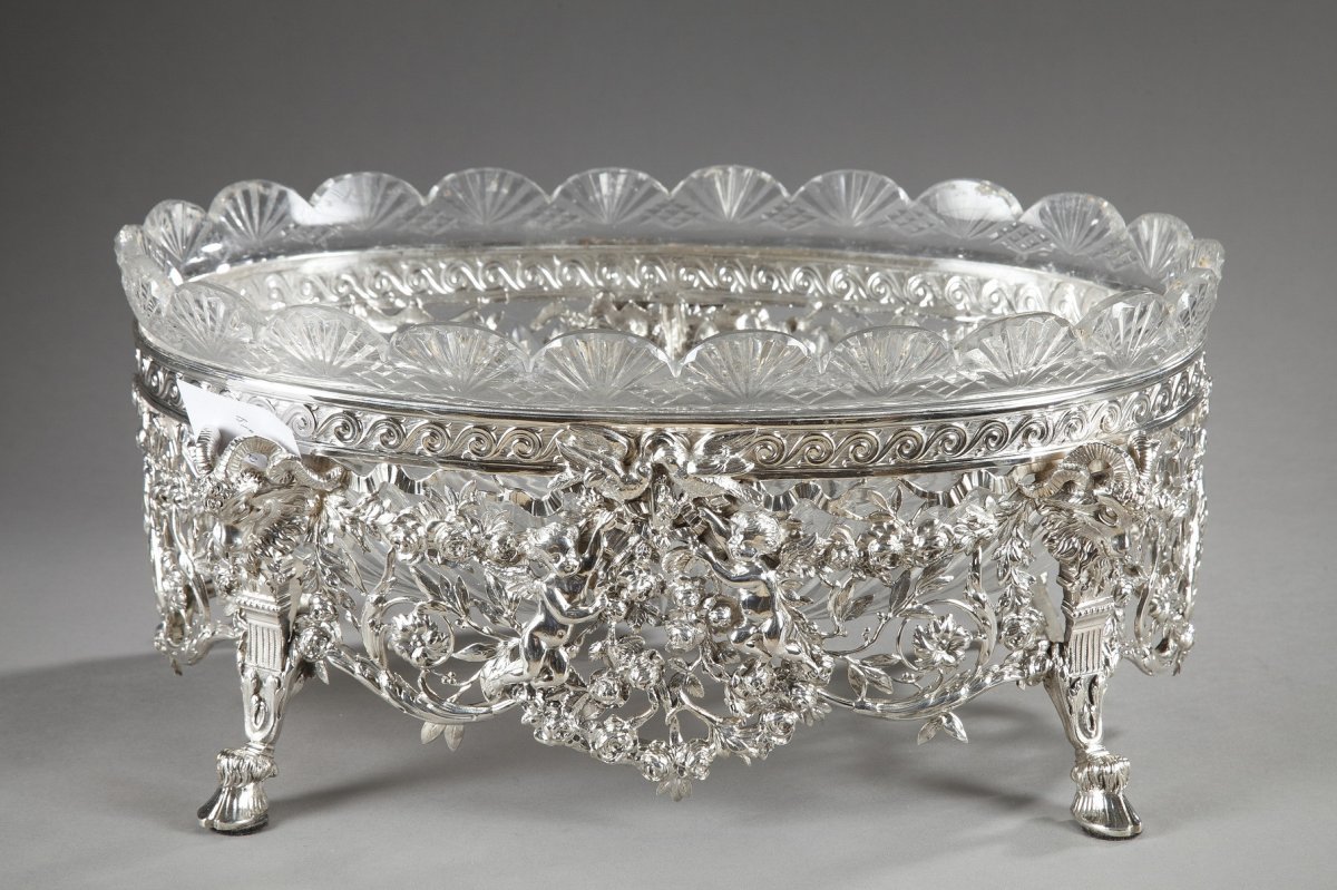 Late 19th Century Silver And Cut-crystal Jardiniere. 