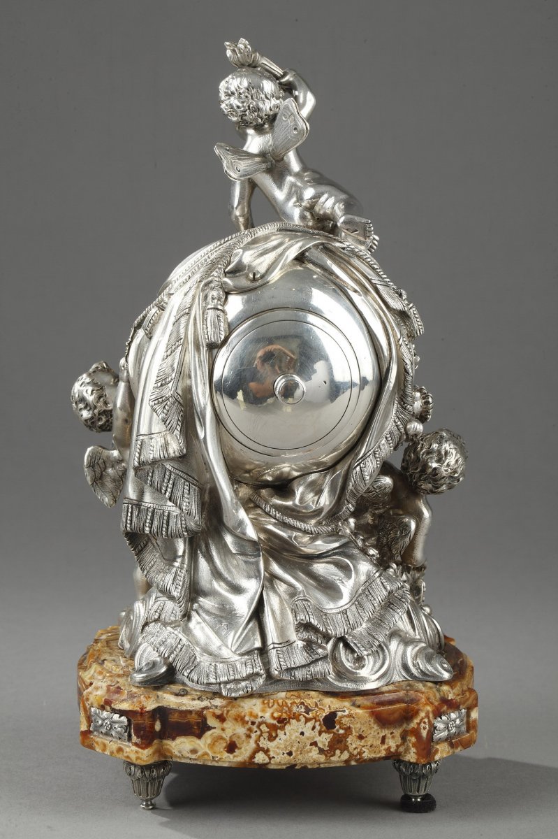 A French Silver Clock Table. 19th Century. -photo-5