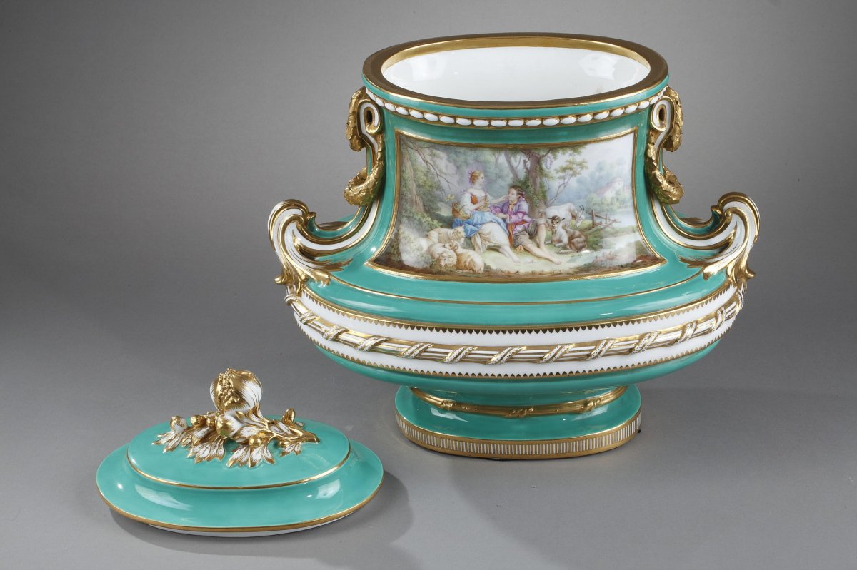 Grande Paire De Vases De Style Louis XV. Seconde Partie Du XIXème Siècle. -photo-3