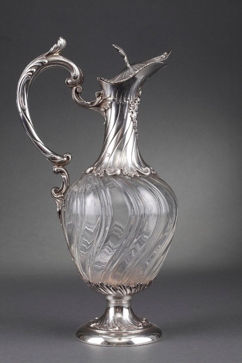 Late 19th Century, Cut-crystal And Silver Ewer. 