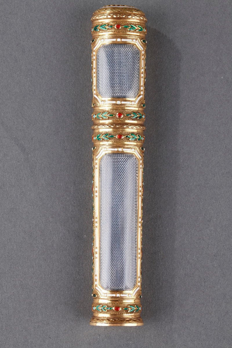 Gold And Enamel Case For Wax. Louis XVI Period. -photo-2